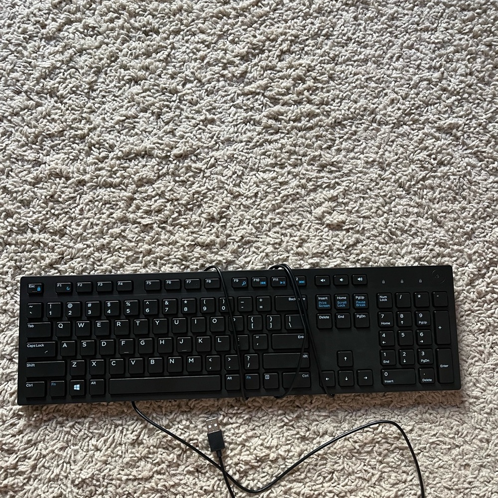 Dell KB216p Keyboard USB Wired Black Slim US Multimedia Keys Office Desk Job✅